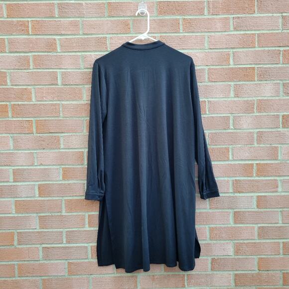 Eileen Fisher Mandarin Collar Long Sleeve Tunic Shirt XS Black - Picture 4 of 6